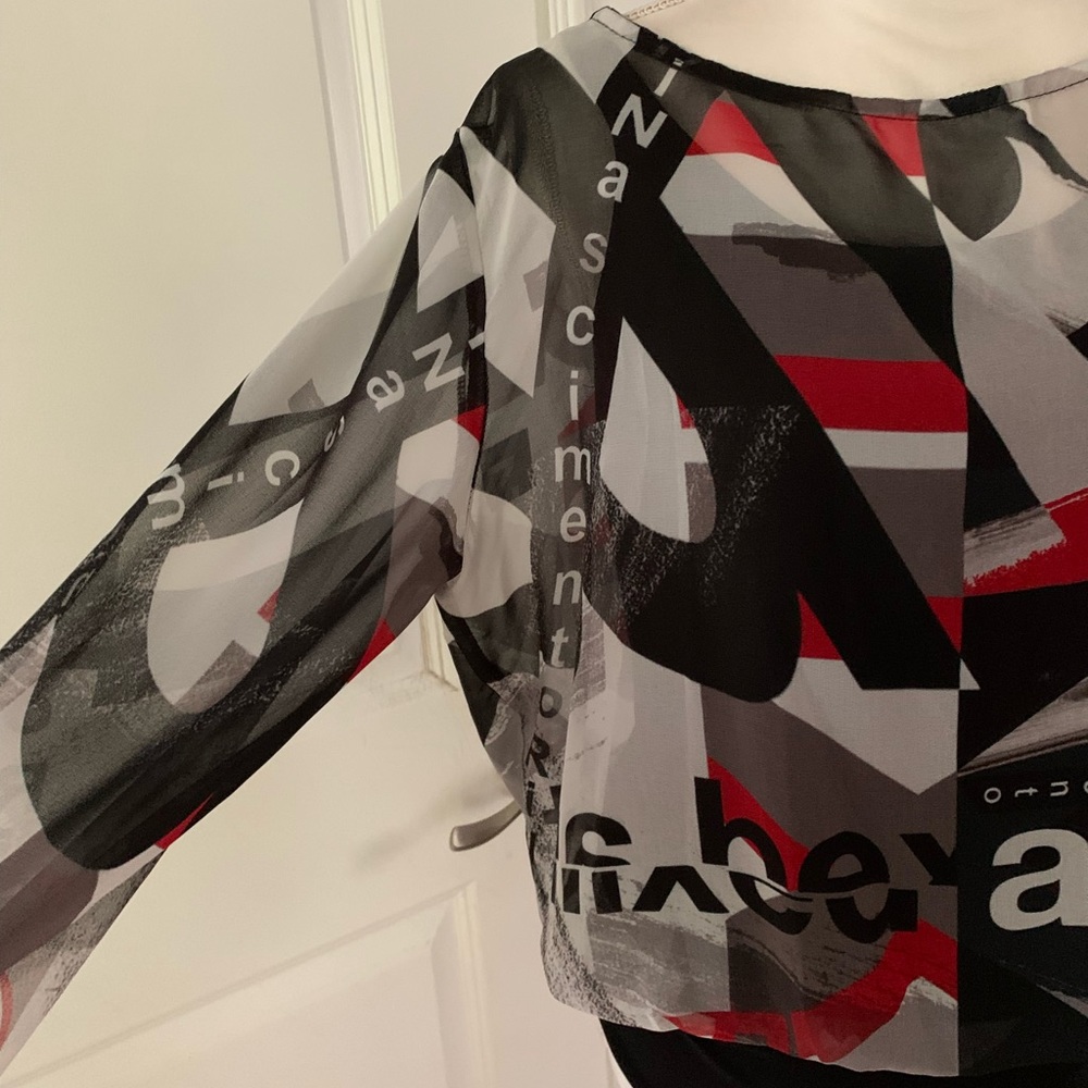RINASCIMENTO Bodysuit with silky artistic print blouse - Picture 4 of 16